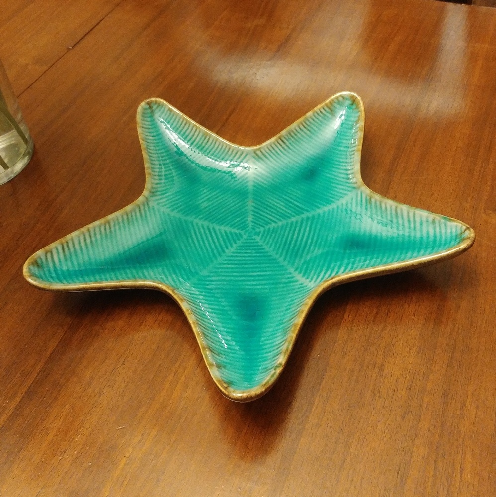 Turquoise Starfish Ceramic Dish Decor